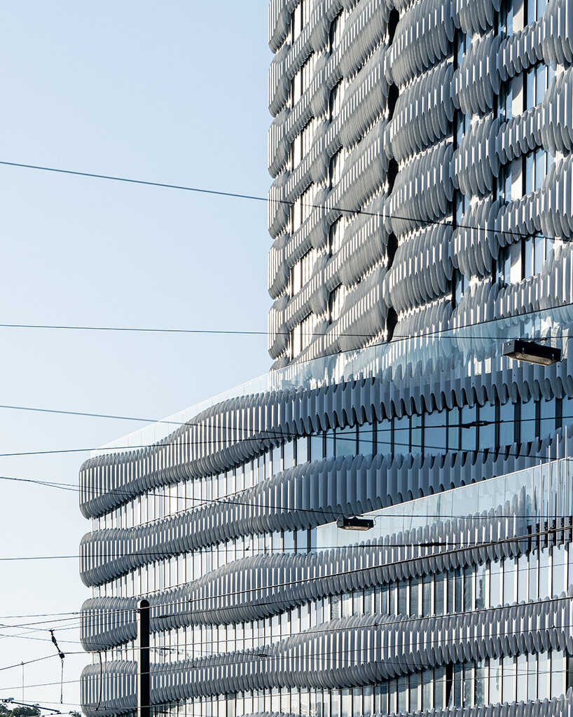 j. mayer h. wraps newly completed düsseldorf tower with a ‘zipper ...