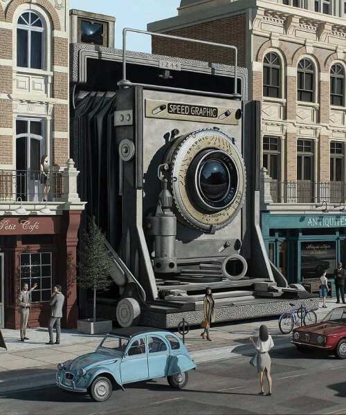 jeff bartels monitors people with hyperrealistic paintings of vintage cameras