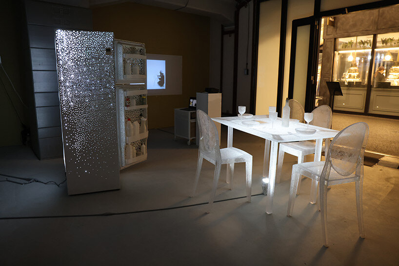 nina nomura crafts artfully perforated landscape by melting holes into plastic everyday items