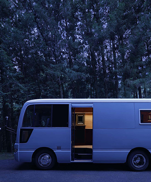 moo flat design transforms mini bus into fully-equipped mobile office