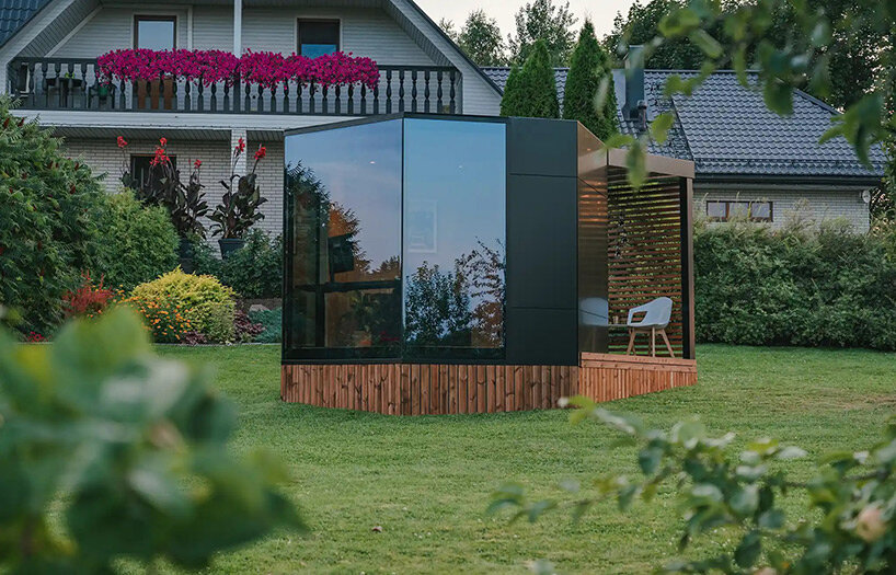customizable prefab space 'muuw' generates tranquil workspace in your backyard