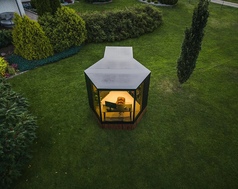 customizable prefab space 'muuw' generates tranquil workspace in your backyard