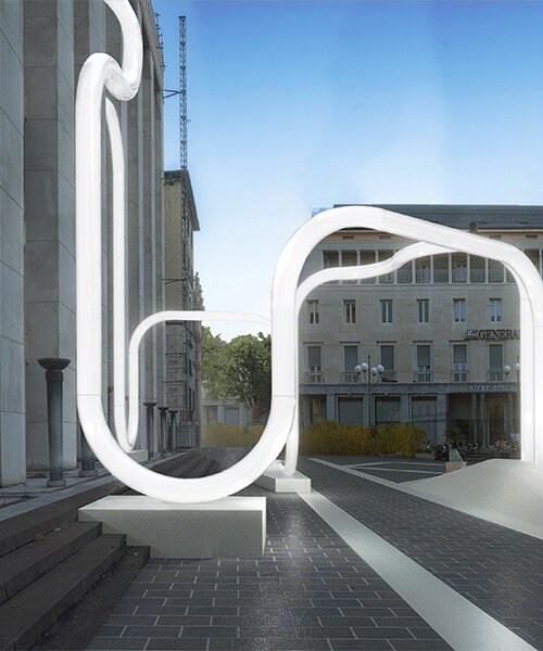 objects of common interest's solar-powered light tubes rejuvenate underused square in italy