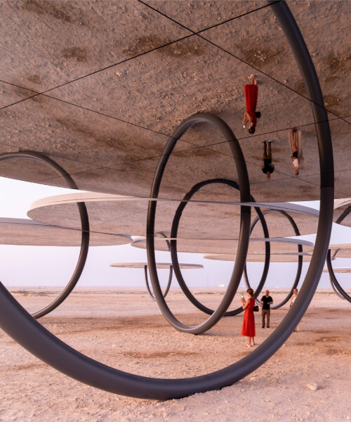 olafur eliasson’s installation in qatar creates illusion of perfect circles through mirrors