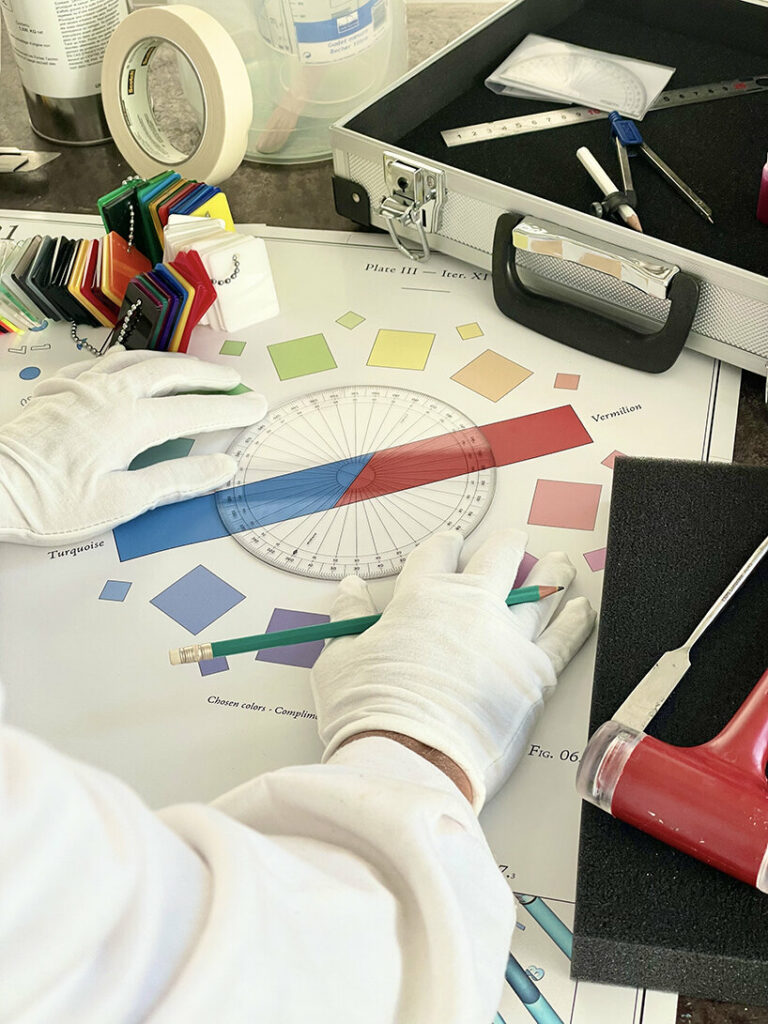 pierre brault colorizes urban buildings with sundial variations