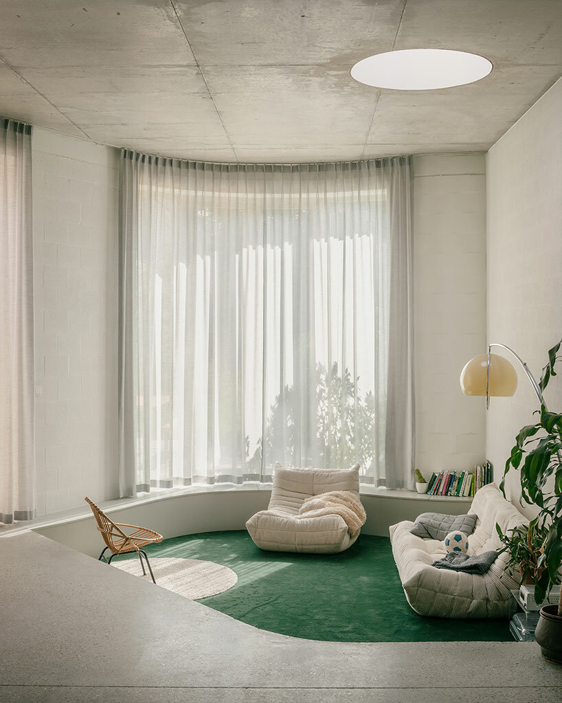 poot architectuur infuses delicate lines & curves inside minimal house in belgium