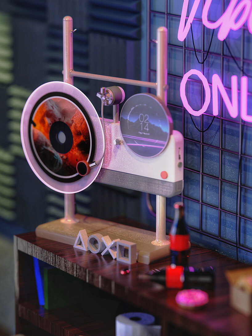 Bring your digital tunes to life with this vinyl player-inspired musical instrument