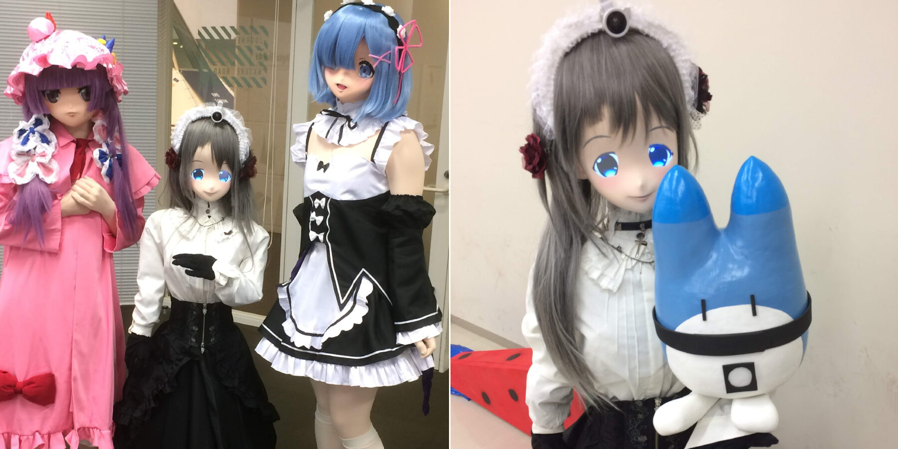 anime-inspired robot maids entertain & serve customers in a japanese cafe