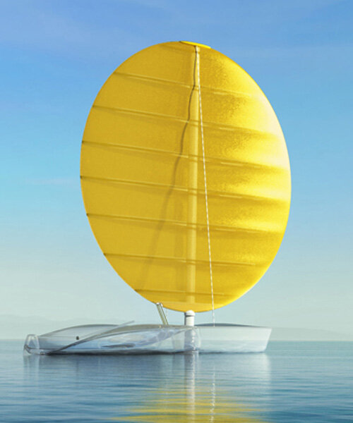 'second sun' sailboat concept is made of algae-based biopolymer + ocean plastic