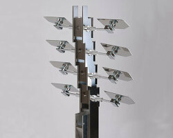 stainless steel landscape lamppost prompts subtle shadow + light interplay