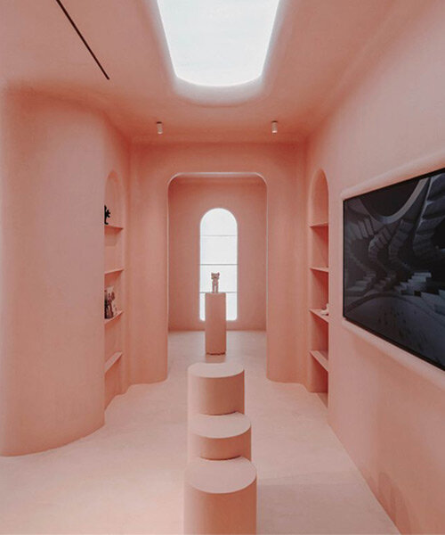pink hues and organic shapes permeate six n. five's moco museum concept store in barcelona