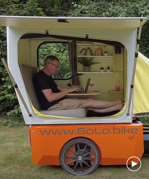 solar-powered bike camper offers comfort and independence to adventurous cyclists