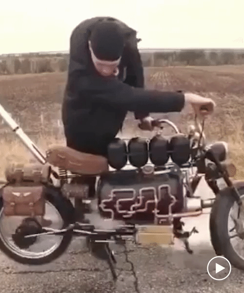 steam-powered motorbike chuffs and takes us two centuries back