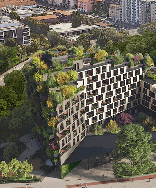 stefano boeri's residential complex in milan blooms with hanging gardens & planted terraces