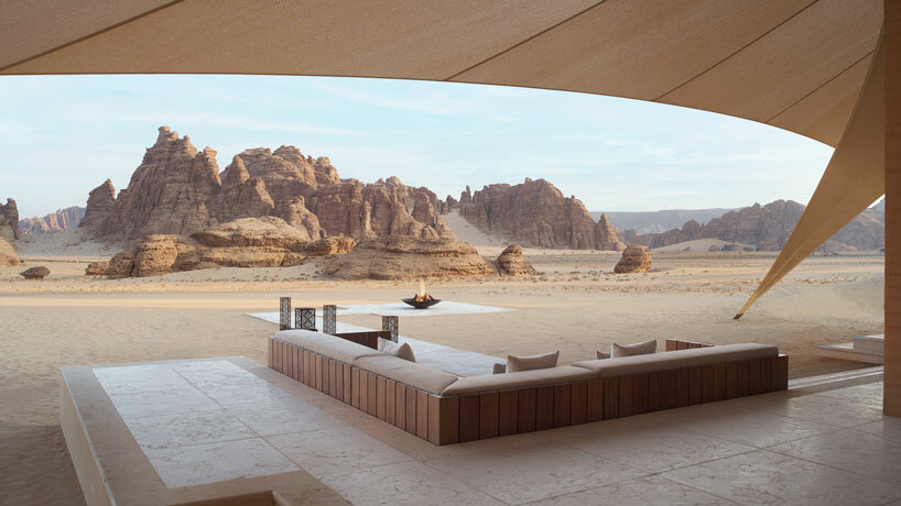 tented villas resort camouflage into saudi arabia's desertscape