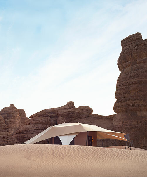 tented villas resort camouflages into saudi arabia's desertscape