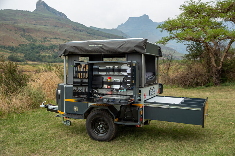 fitted with an electric pop-up roof, the expandable bunduTRAIL sets up in under 5 minutes