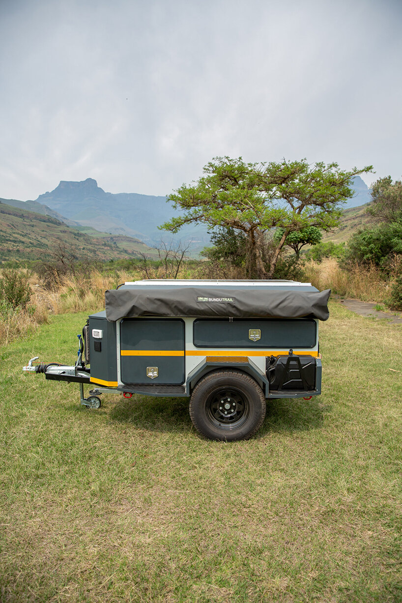 fitted with an electric pop-up roof, the expandable bunduTRAIL sets up in under 5 minutes