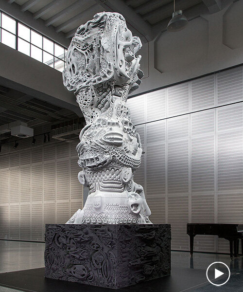 michael hansmeyer's 'digital grotesque III' fabricates 3D-printed ornamental column using AI