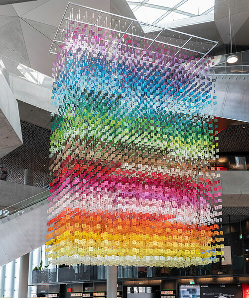 emmanuelle moureaux's latest installation '100 colors no. 37' hovers in oslo public library