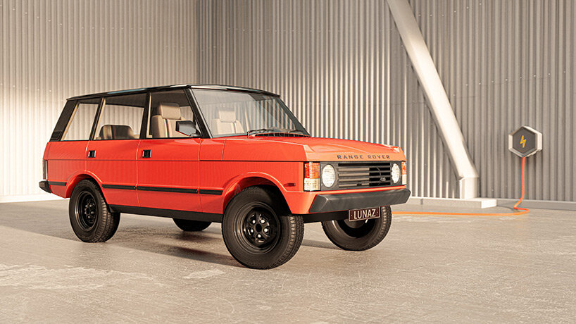 lunaz transforms classic range rover into fully electric open-top with maya blue exterior