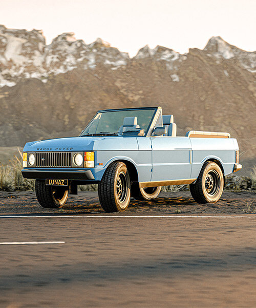 lunaz transforms classic range rover into fully electric open-top with maya blue exterior