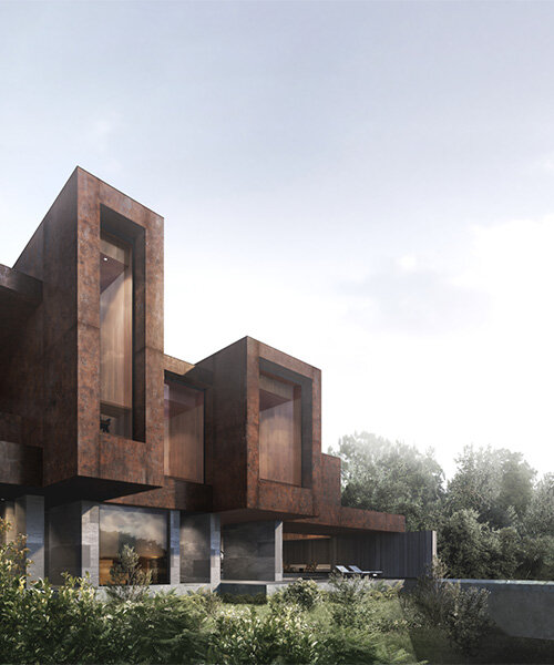 NOT A HOTEL unveils corten steel house by suppose design office perched on a hillside