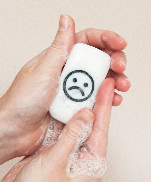 this sentient bar of soap loses its happy smile as you wash your hands