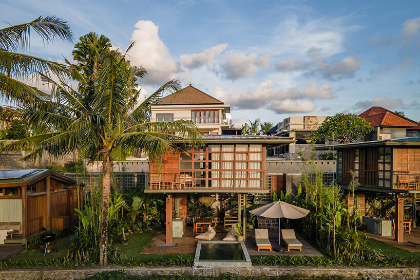 stilt studios' prefab treehouse complex treads lightly on the lush landscape of bali