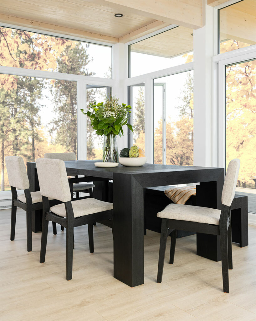 modular dining table and chairs