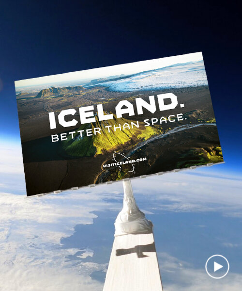 iceland's space billboard wants people to come down & visit its country instead