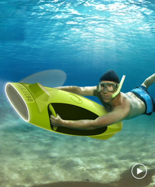 whalecro vehicle captures ocean microdebris via velcro straps as users move underwater