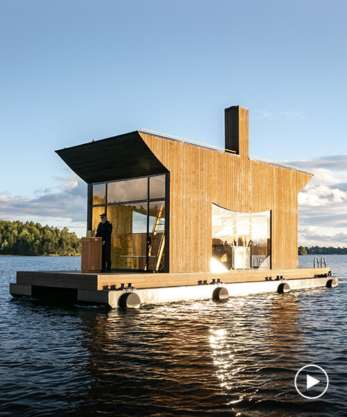 wooden boat sauna by sandellsandberg sails on stockholm archipelago