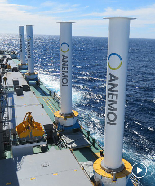 anemoi's mechanic rotor sails capture wind power to propel ships into a sustainable future