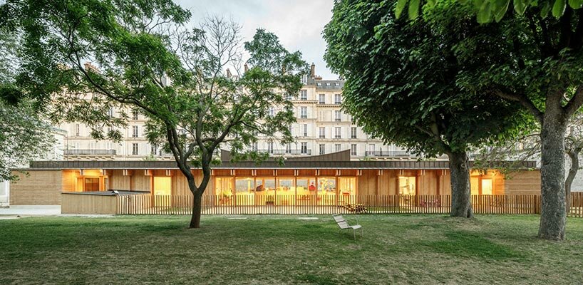 bio-sourced materials adorn childcare center within palais de l'alma in paris