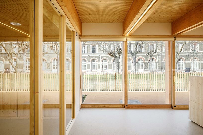 bio-sourced materials adorn childcare center within palais de l'alma in paris