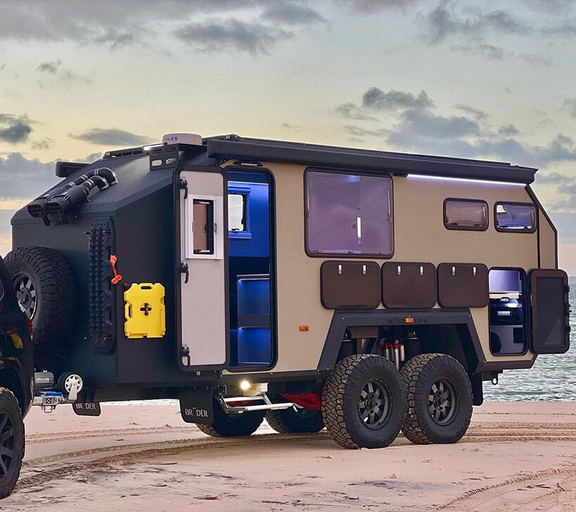 With a unique suspension system, the Bruder EXP-8 effortlessly conquers any off-grid land