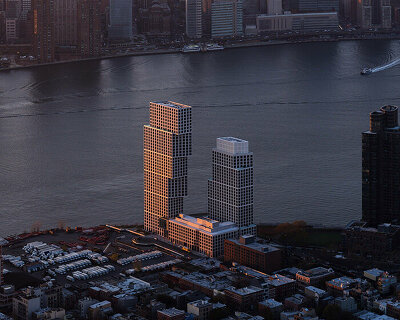 OMA punctuates brooklyn waterfront with newly completed 'eagle + west' towers