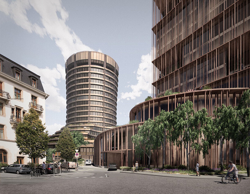 elemental & nissen wentzlaff propose tower with forest-like facade for new BIS headquarters in basel