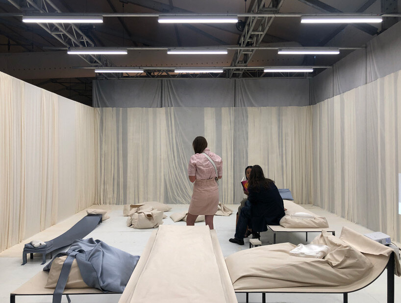 FENDI's 'triclinium' installation at design miami references portraits of reclining women