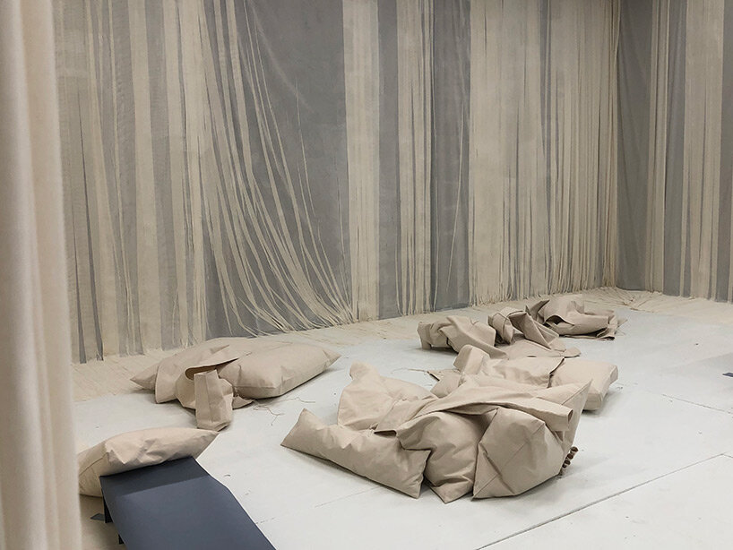 FENDI 'triclinium' installation at design miami references historical portraits of reclining women