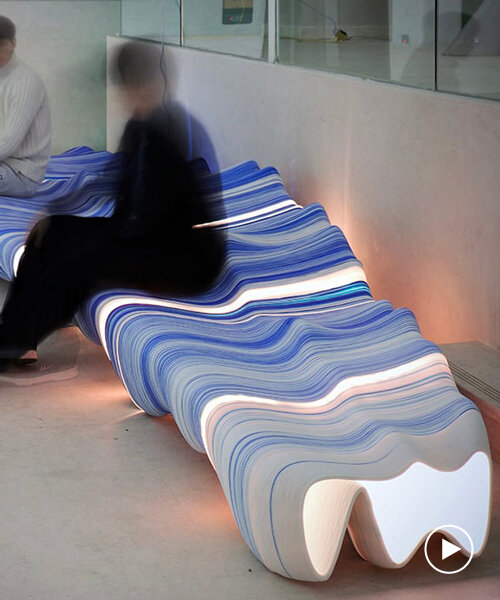 interactive installation glowscape emits warm array of light through its 3D-printed shell