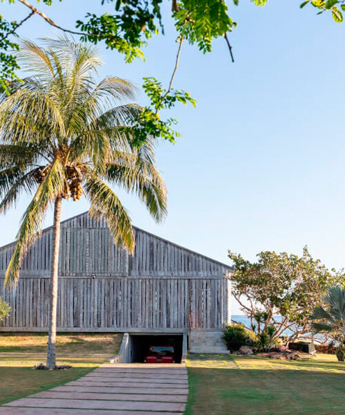 folding palm wood skin shields beachfront residence by infraestudio in havana