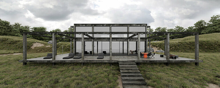 sirotov architects envisions open-beam concrete home in ukraine
