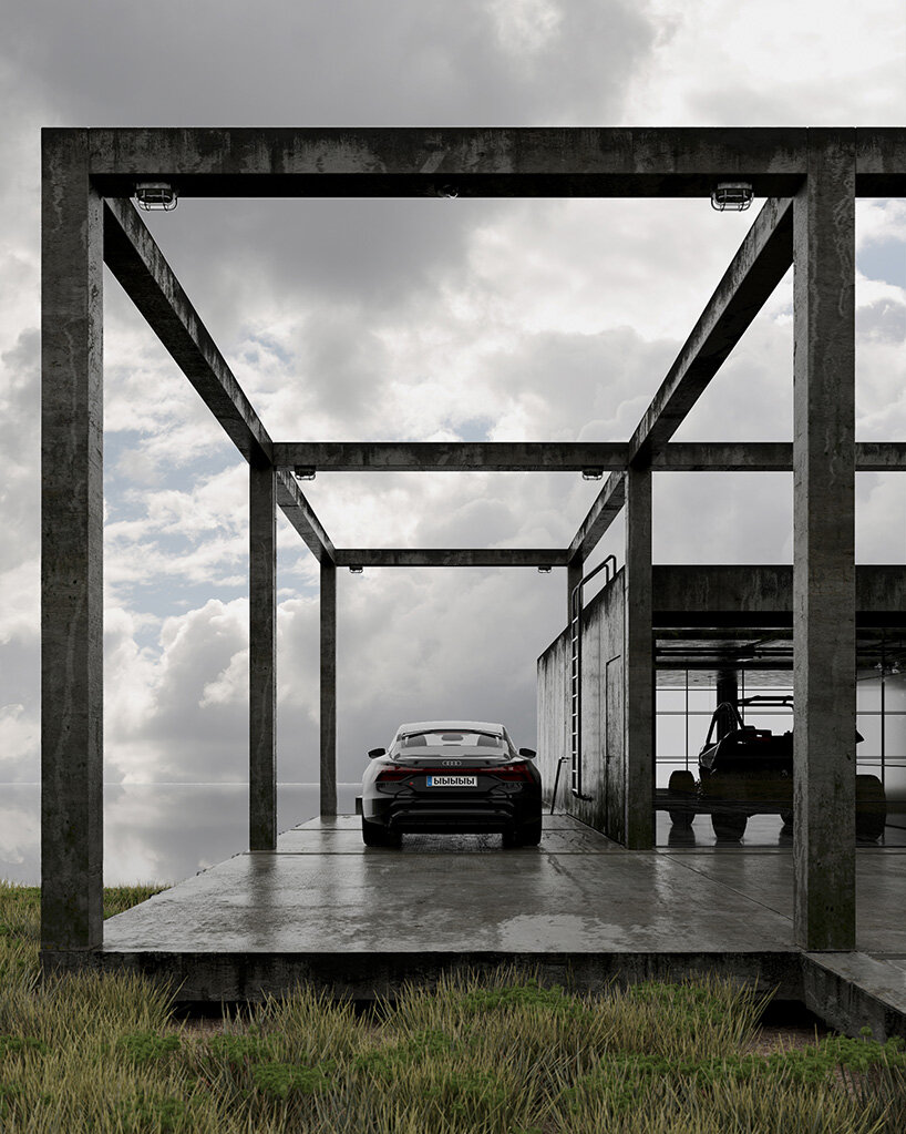 sirotov architects envisions an open-beam dwelling of raw concrete in ukraine