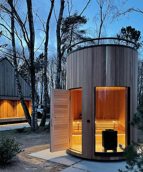 lumipod sauna presents a high-end wellbeing experience engulfed in the danish woodlands