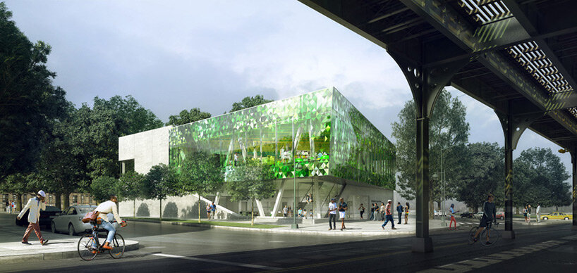 snøhetta's green library design in new york draws from verdant tree canopies of the bronx