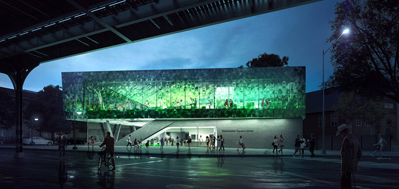 snøhetta's green library design in new york draws from verdant tree canopies of the bronx