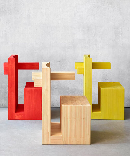 alexander lervik sets up a furniture collection with pegs and wedges of solid wood