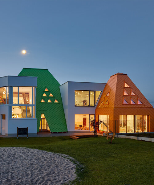 protruding, colored 'sheds' envelop architektura's kindergarten design in czechia
